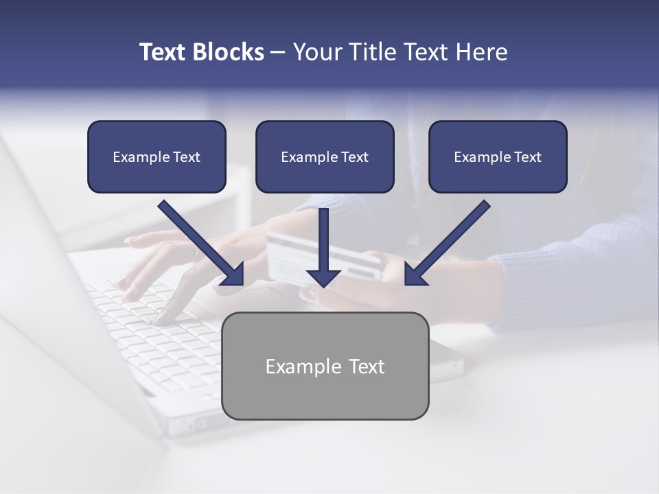 A Woman Holding A Credit Card While Using A Laptop PowerPoint Template