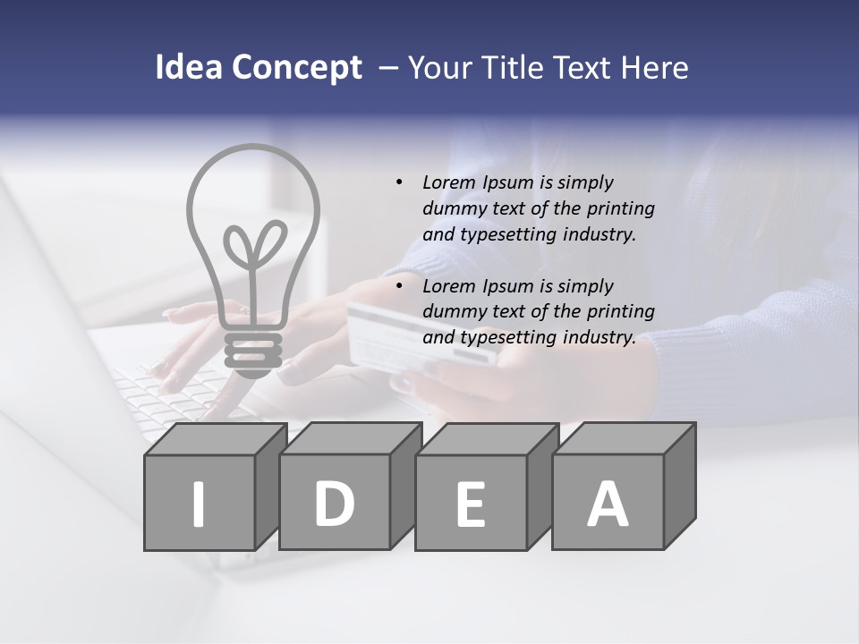 A Woman Holding A Credit Card While Using A Laptop PowerPoint Template