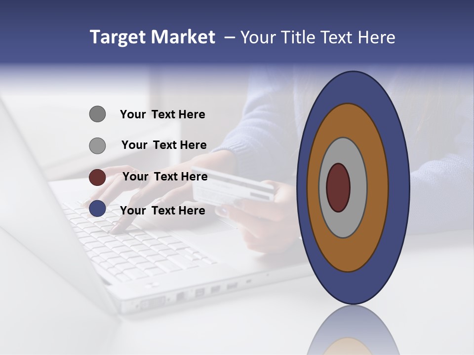 A Woman Holding A Credit Card While Using A Laptop PowerPoint Template