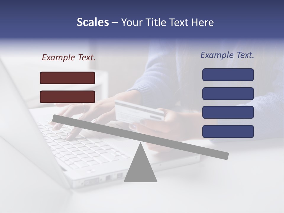 A Woman Holding A Credit Card While Using A Laptop PowerPoint Template