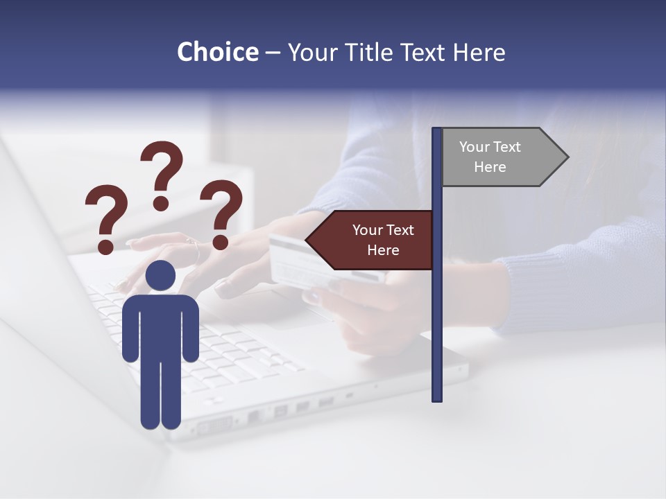 A Woman Holding A Credit Card While Using A Laptop PowerPoint Template