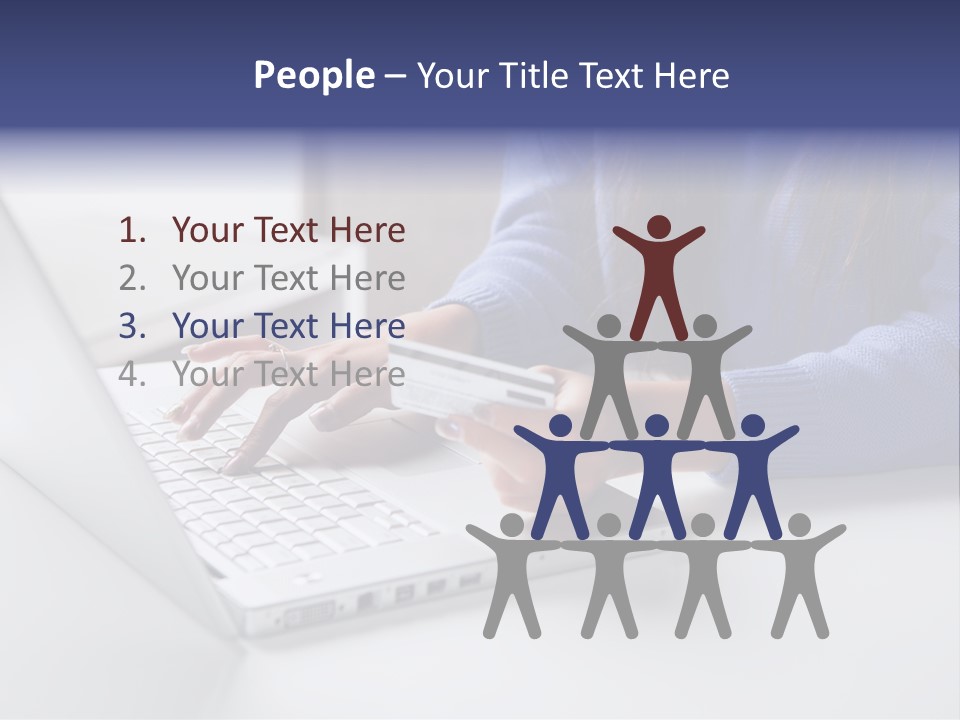 A Woman Holding A Credit Card While Using A Laptop PowerPoint Template