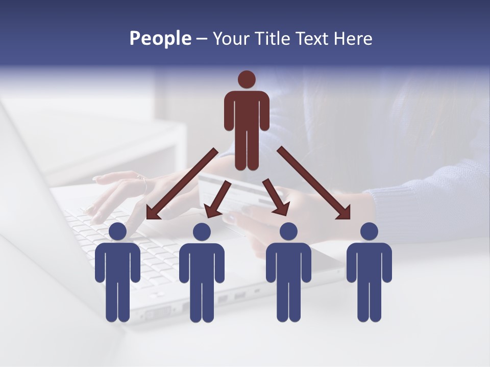 A Woman Holding A Credit Card While Using A Laptop PowerPoint Template