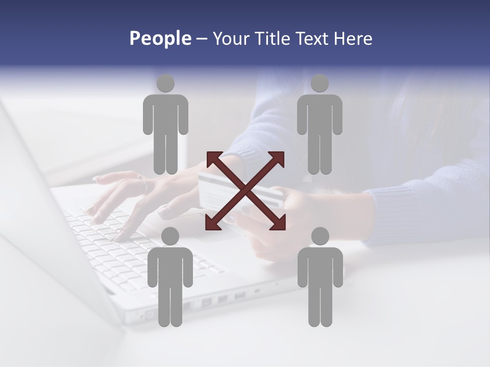 A Woman Holding A Credit Card While Using A Laptop PowerPoint Template