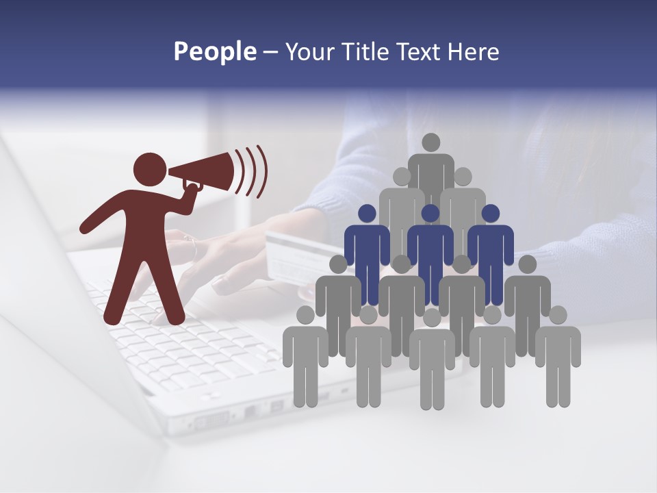 A Woman Holding A Credit Card While Using A Laptop PowerPoint Template