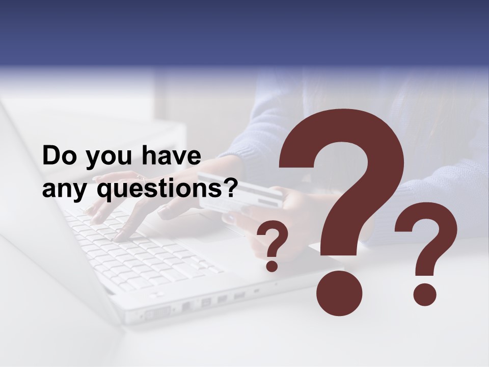 A Woman Holding A Credit Card While Using A Laptop PowerPoint Template