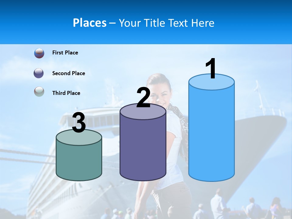 A Woman Standing In Front Of A Cruise Ship PowerPoint Template