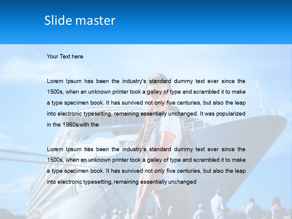 A Woman Standing In Front Of A Cruise Ship PowerPoint Template