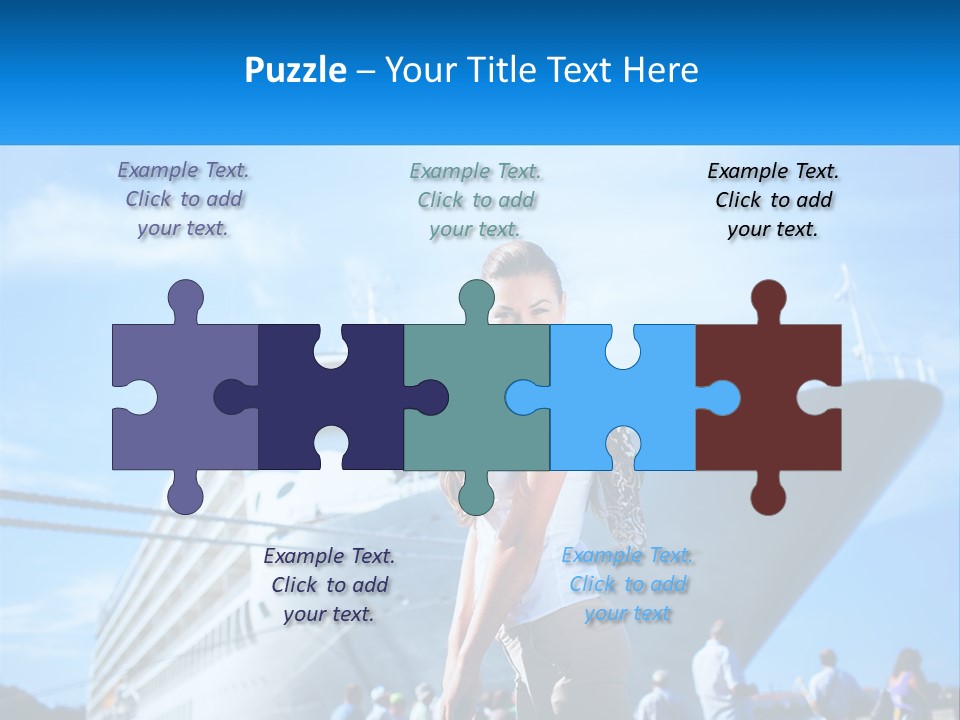 A Woman Standing In Front Of A Cruise Ship PowerPoint Template