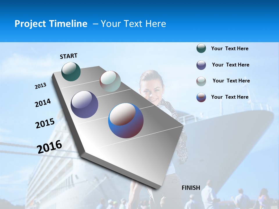 A Woman Standing In Front Of A Cruise Ship PowerPoint Template