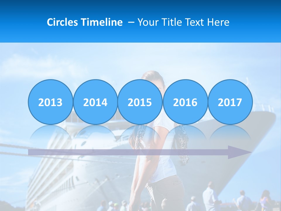 A Woman Standing In Front Of A Cruise Ship PowerPoint Template