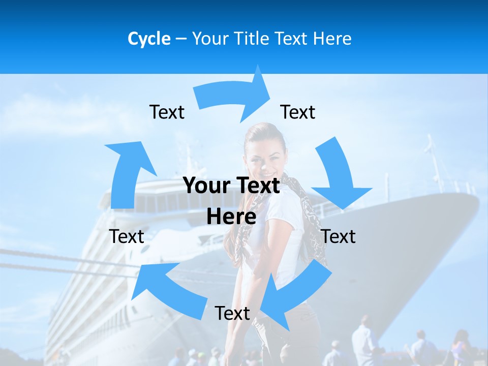 A Woman Standing In Front Of A Cruise Ship PowerPoint Template