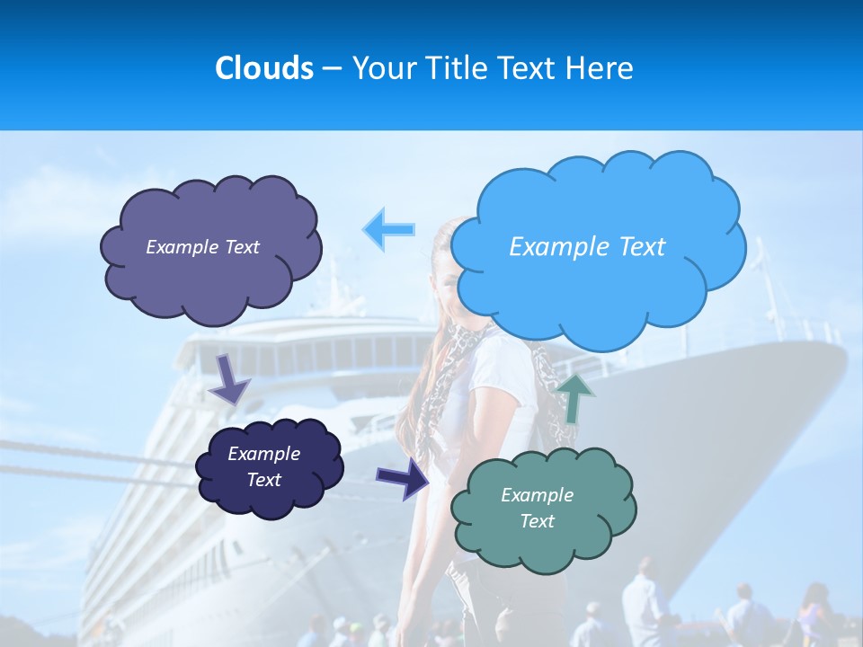 A Woman Standing In Front Of A Cruise Ship PowerPoint Template