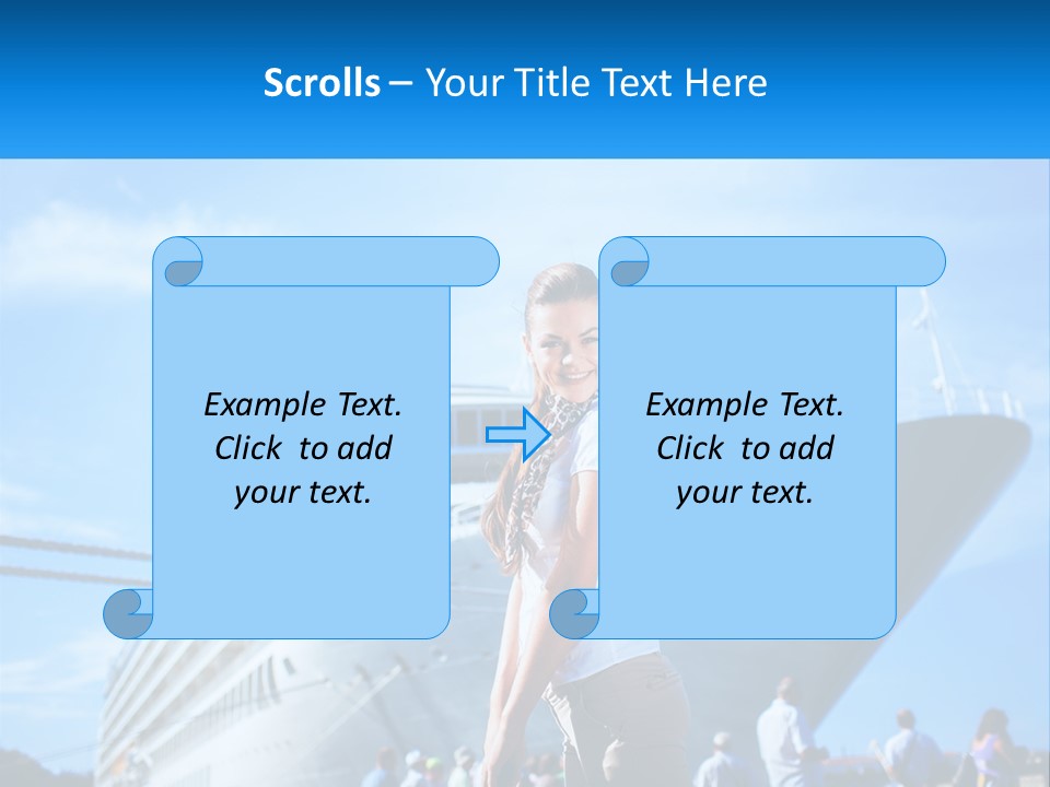 A Woman Standing In Front Of A Cruise Ship PowerPoint Template