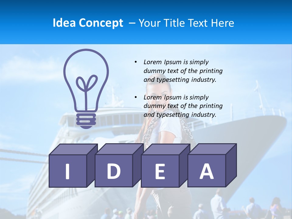 A Woman Standing In Front Of A Cruise Ship PowerPoint Template