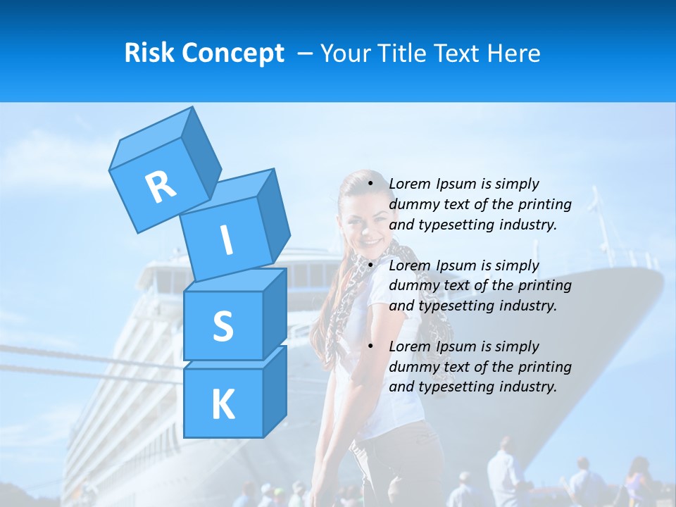 A Woman Standing In Front Of A Cruise Ship PowerPoint Template