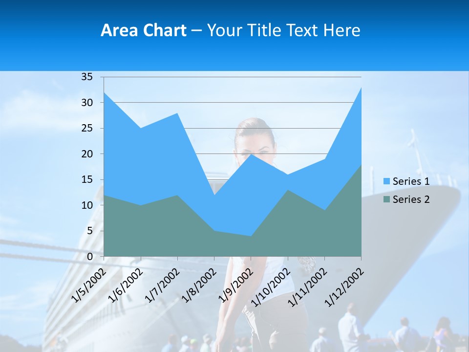 A Woman Standing In Front Of A Cruise Ship PowerPoint Template