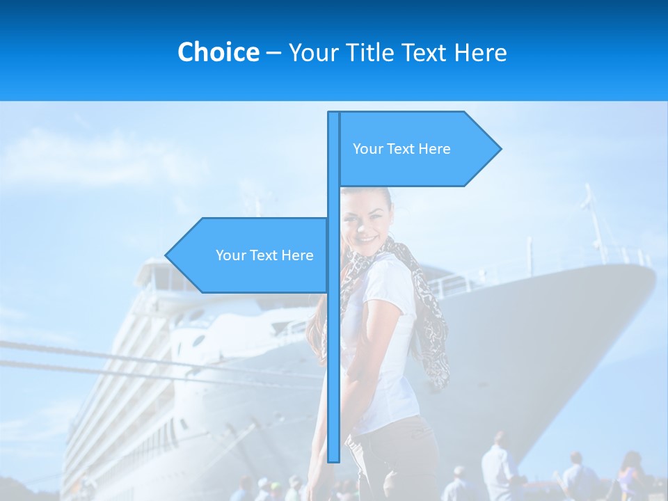 A Woman Standing In Front Of A Cruise Ship PowerPoint Template