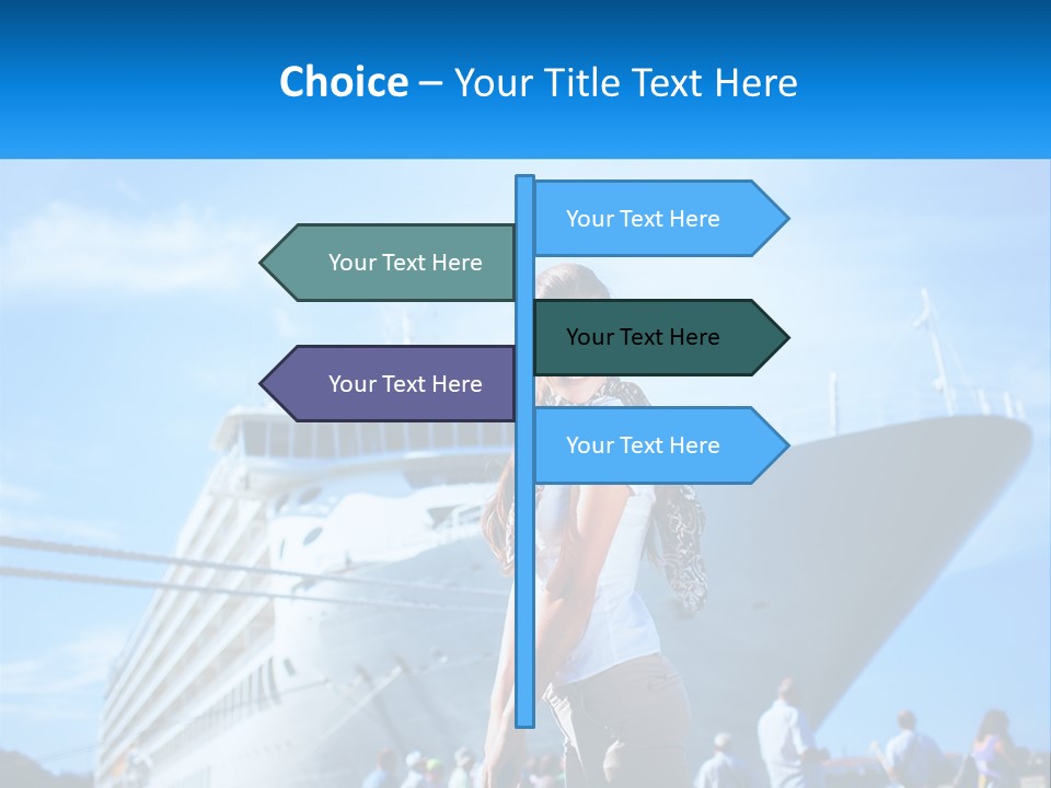 A Woman Standing In Front Of A Cruise Ship PowerPoint Template