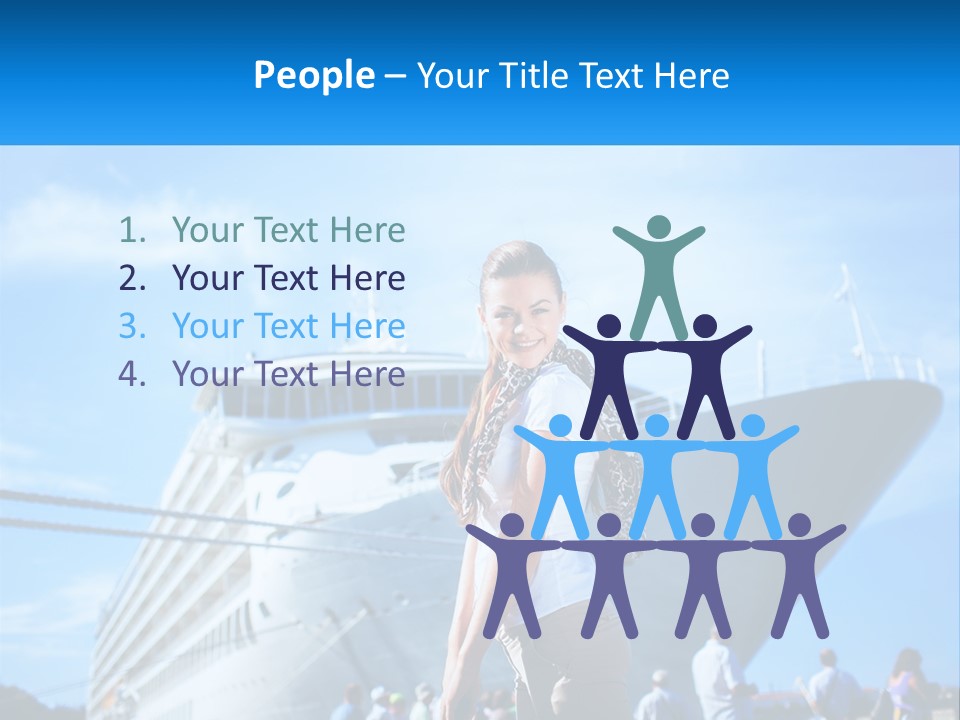 A Woman Standing In Front Of A Cruise Ship PowerPoint Template