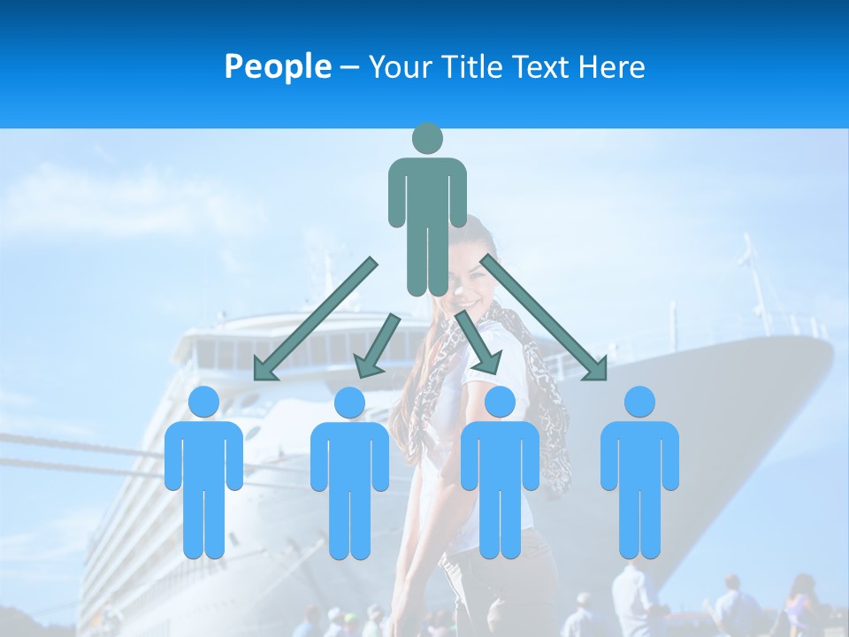 A Woman Standing In Front Of A Cruise Ship PowerPoint Template