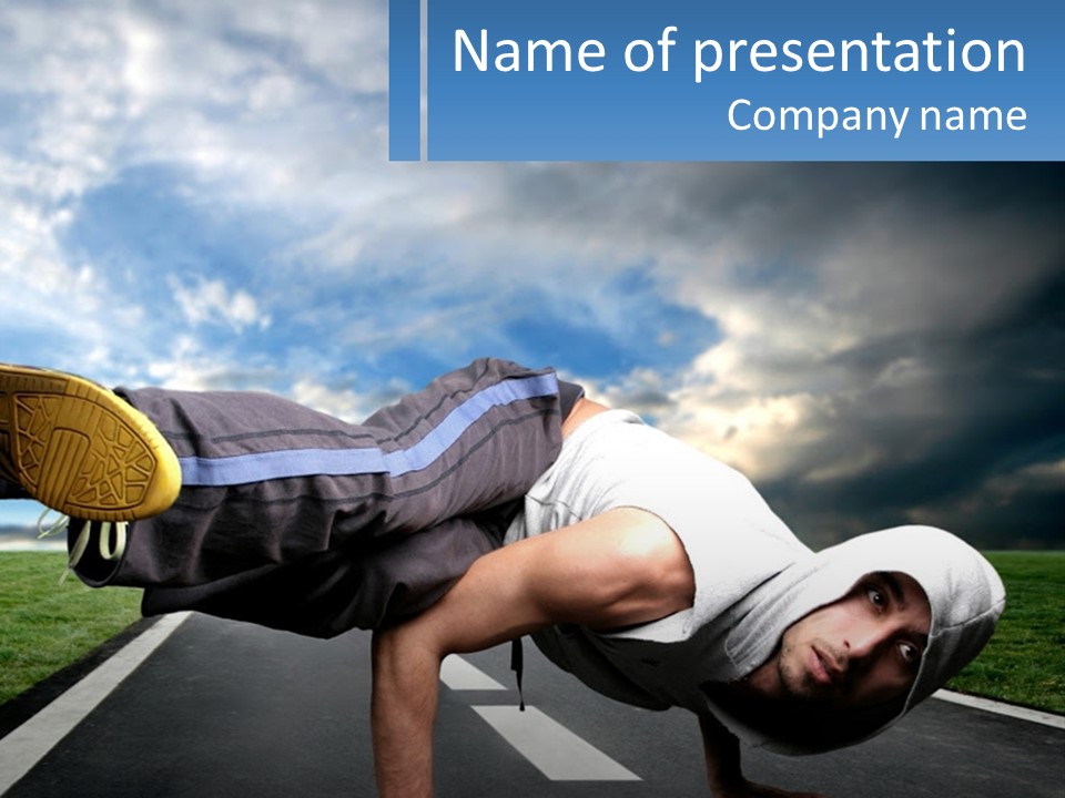 A Man Doing A Handstand On A Road PowerPoint Template