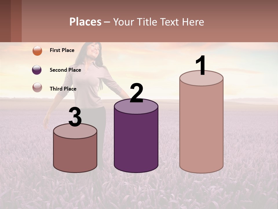 A Woman Standing In A Field Of Purple Flowers PowerPoint Template