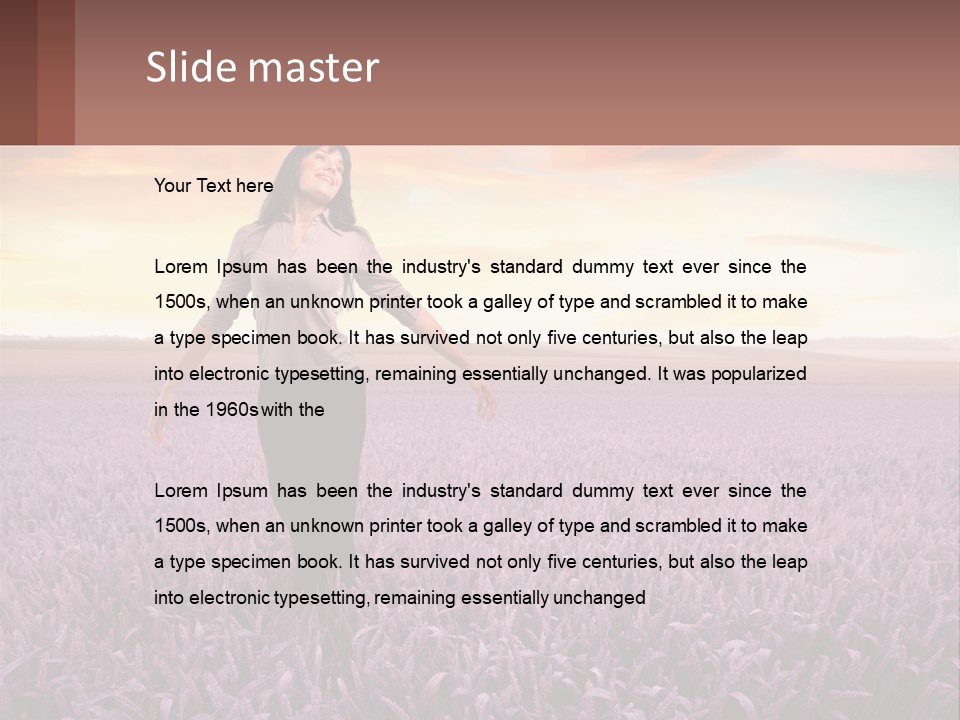 A Woman Standing In A Field Of Purple Flowers PowerPoint Template