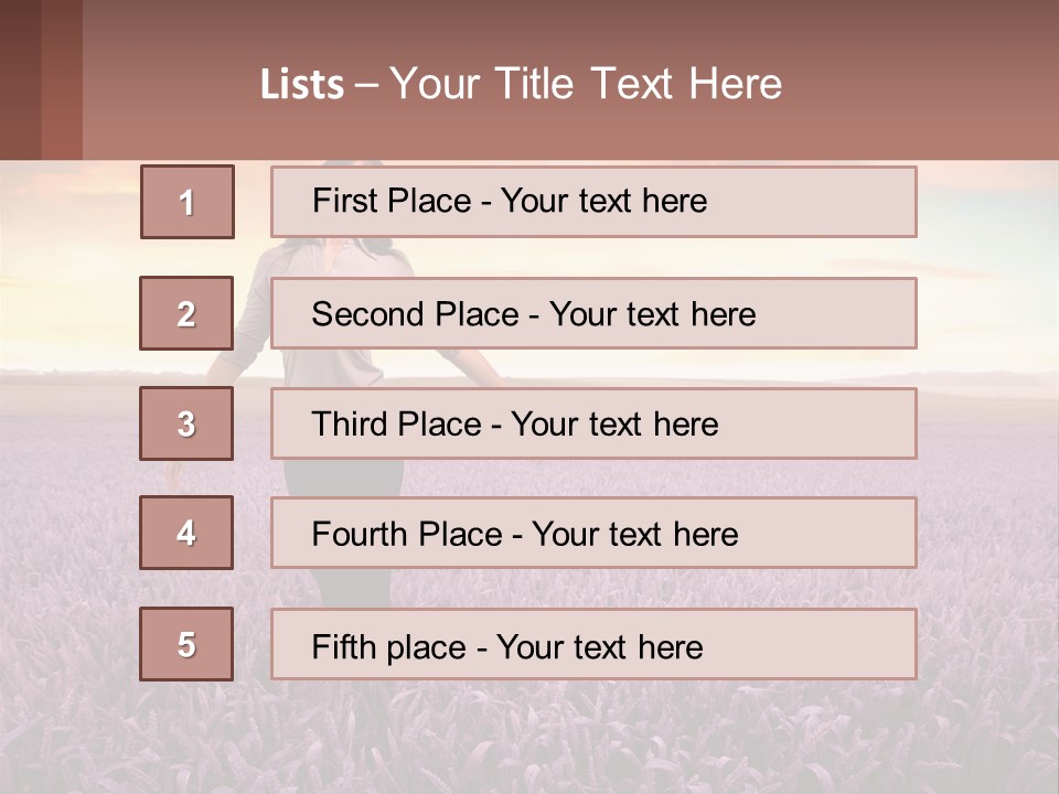 A Woman Standing In A Field Of Purple Flowers PowerPoint Template