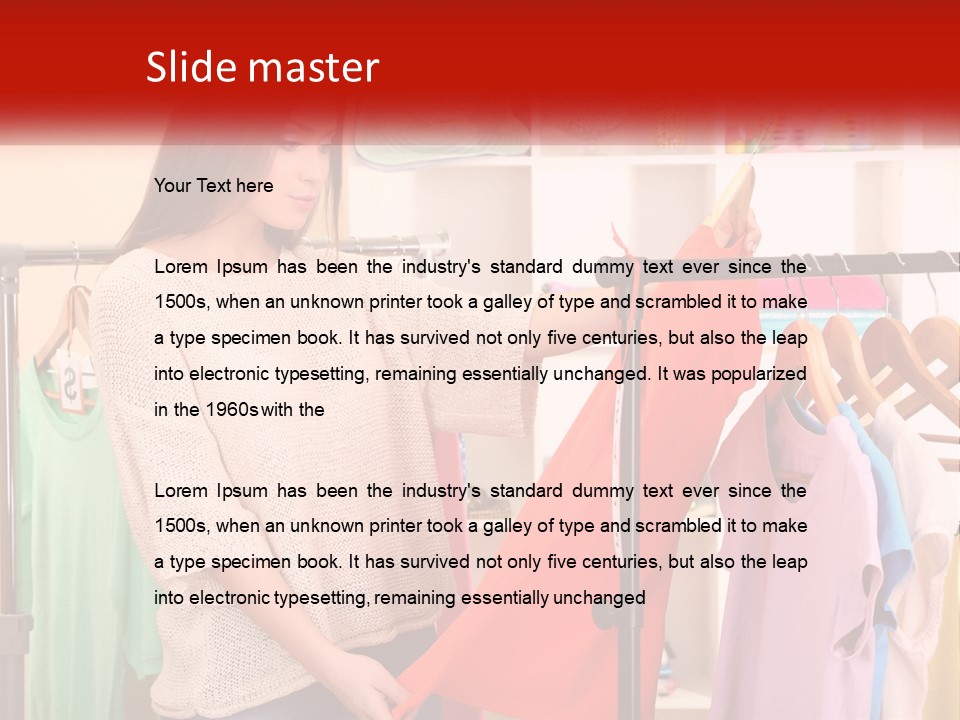 A Woman Looking At Clothes On A Rack PowerPoint Template