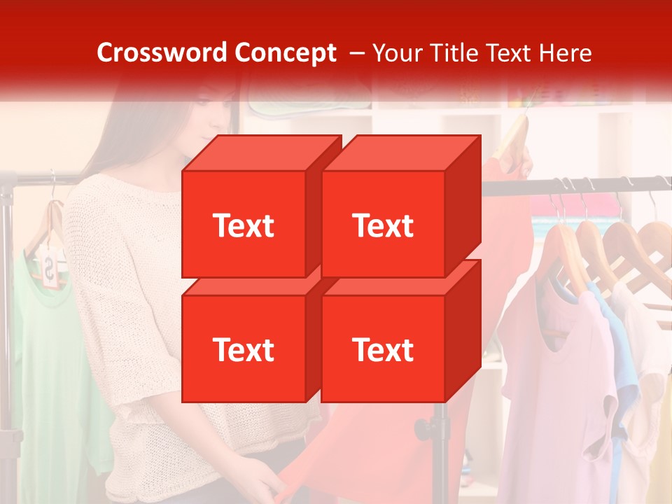 A Woman Looking At Clothes On A Rack PowerPoint Template