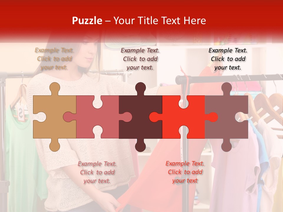 A Woman Looking At Clothes On A Rack PowerPoint Template