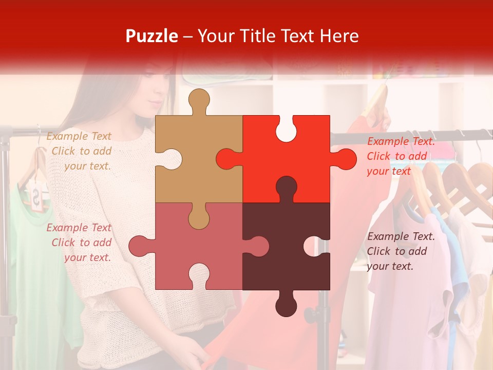 A Woman Looking At Clothes On A Rack PowerPoint Template