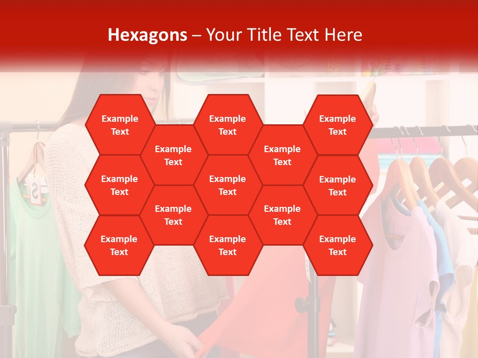 A Woman Looking At Clothes On A Rack PowerPoint Template