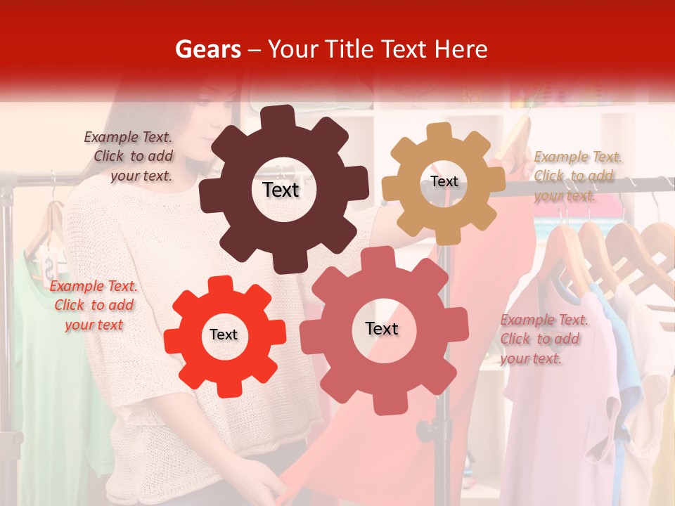 A Woman Looking At Clothes On A Rack PowerPoint Template