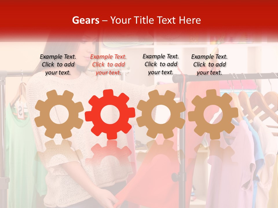 A Woman Looking At Clothes On A Rack PowerPoint Template