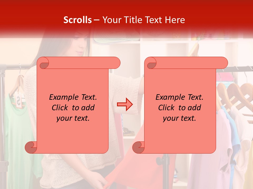 A Woman Looking At Clothes On A Rack PowerPoint Template