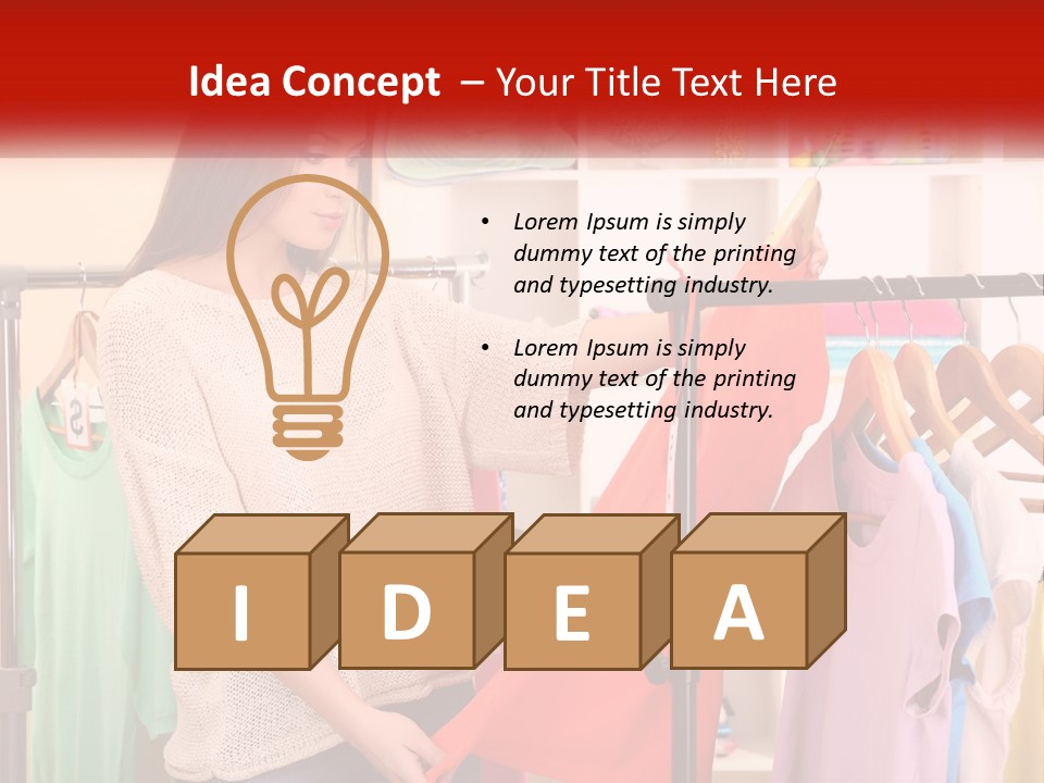 A Woman Looking At Clothes On A Rack PowerPoint Template