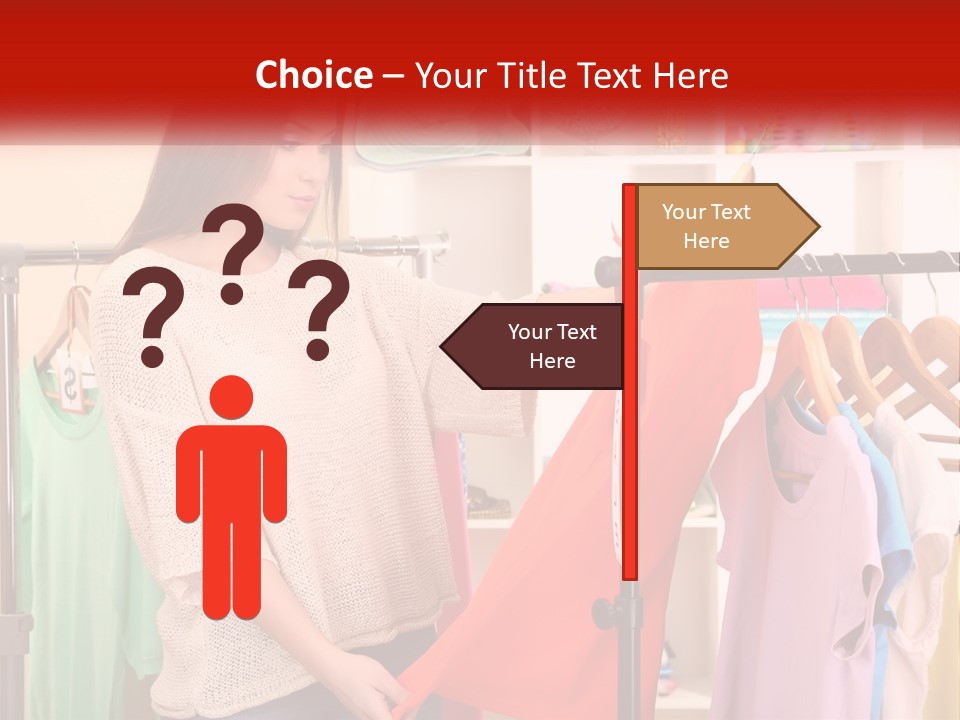 A Woman Looking At Clothes On A Rack PowerPoint Template