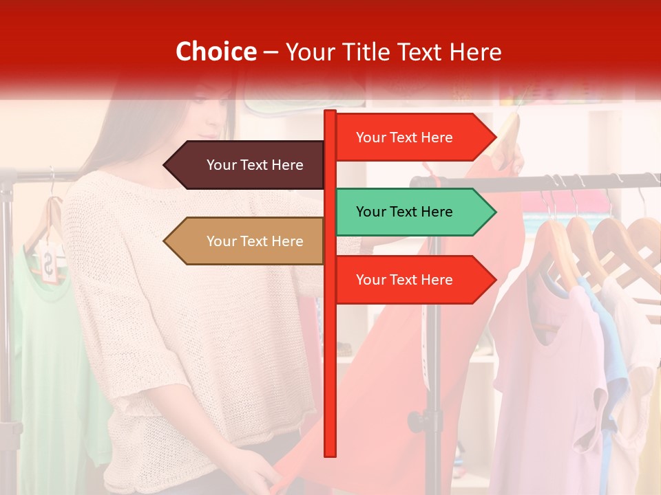 A Woman Looking At Clothes On A Rack PowerPoint Template