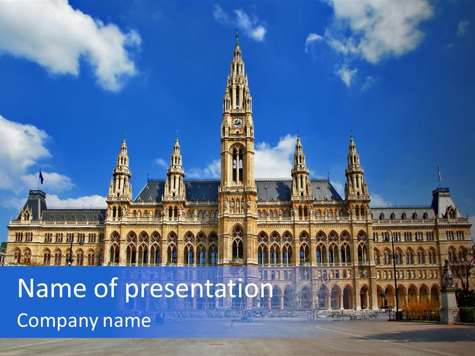 A Large Building With A Clock Tower On Top Of It PowerPoint Template