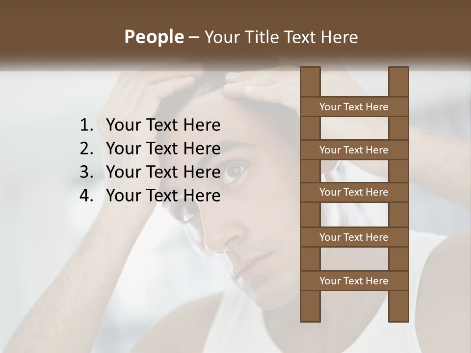 A Man Holding His Hair In Front Of His Head PowerPoint Template