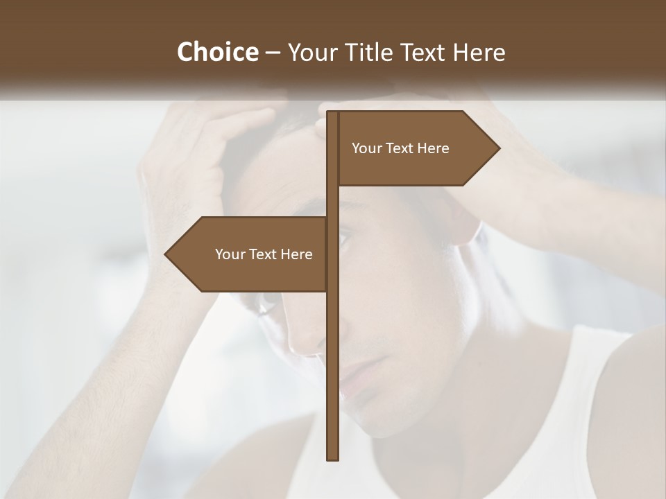 A Man Holding His Hair In Front Of His Head PowerPoint Template