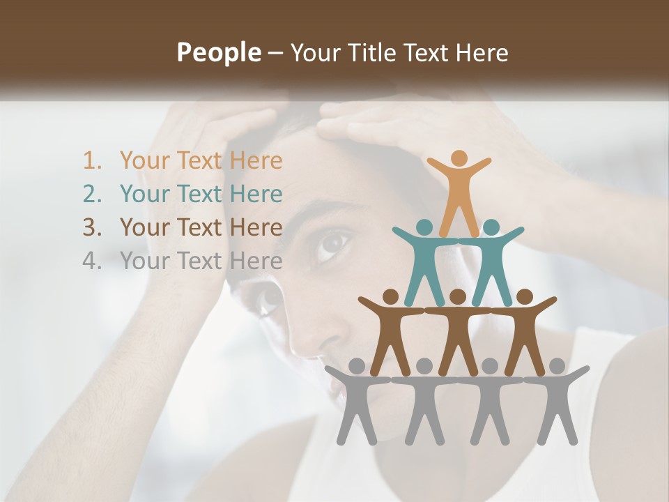 A Man Holding His Hair In Front Of His Head PowerPoint Template