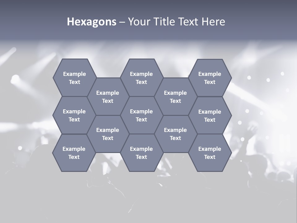 A Crowd Of People At A Concert With Their Hands Up PowerPoint Template