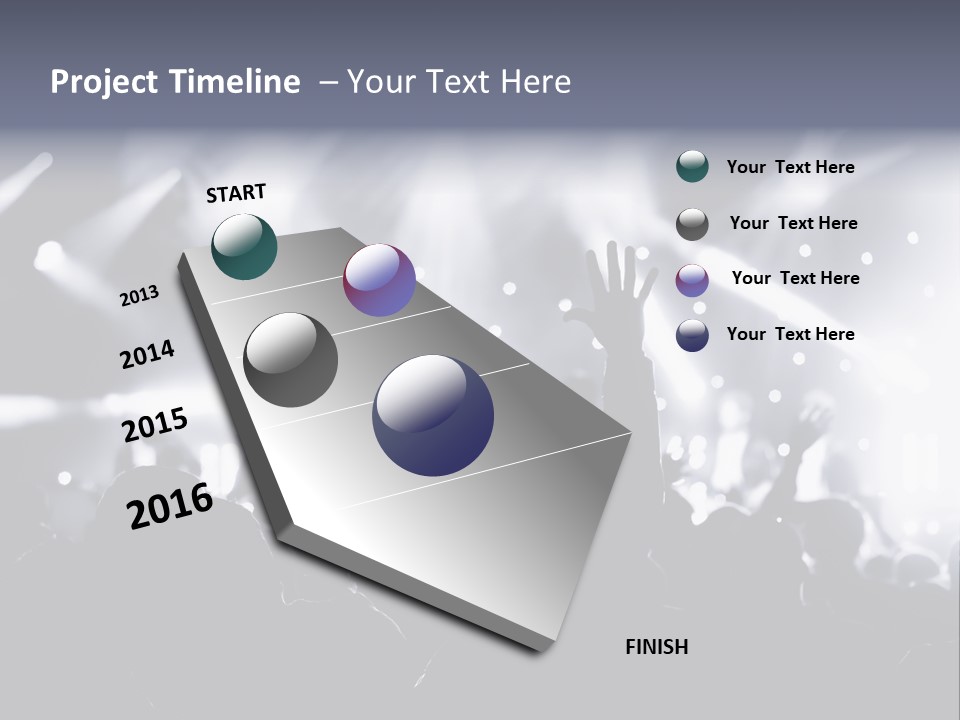 A Crowd Of People At A Concert With Their Hands Up PowerPoint Template