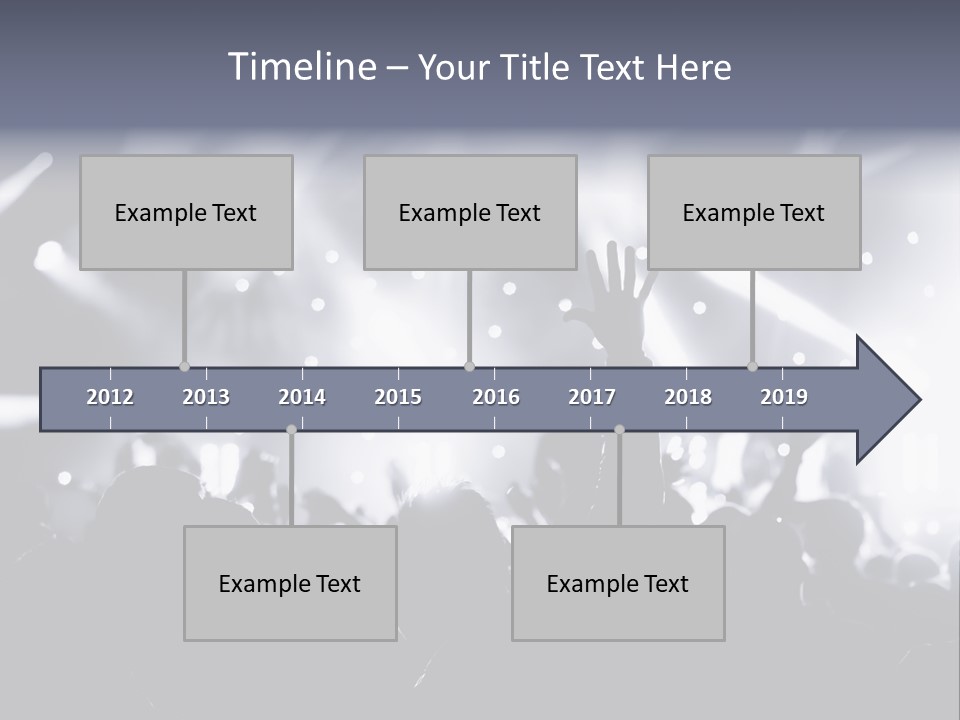A Crowd Of People At A Concert With Their Hands Up PowerPoint Template