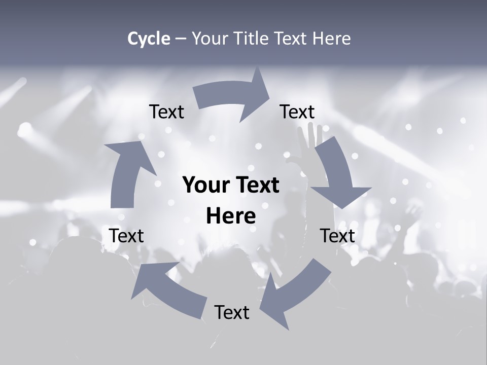 A Crowd Of People At A Concert With Their Hands Up PowerPoint Template