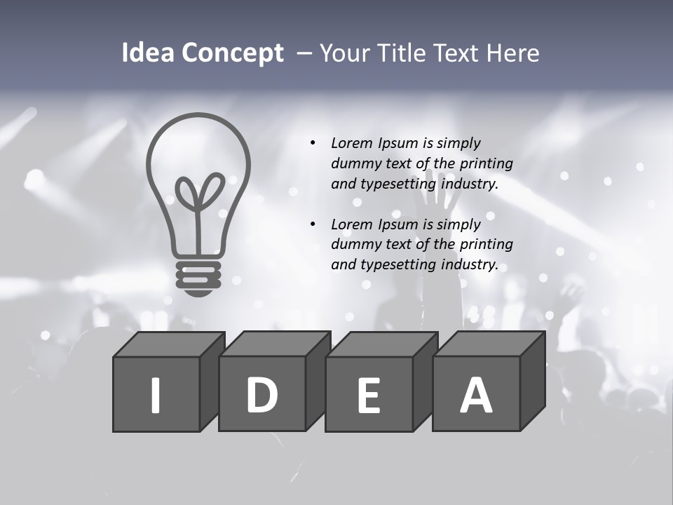 A Crowd Of People At A Concert With Their Hands Up PowerPoint Template