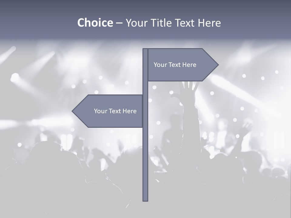 A Crowd Of People At A Concert With Their Hands Up PowerPoint Template